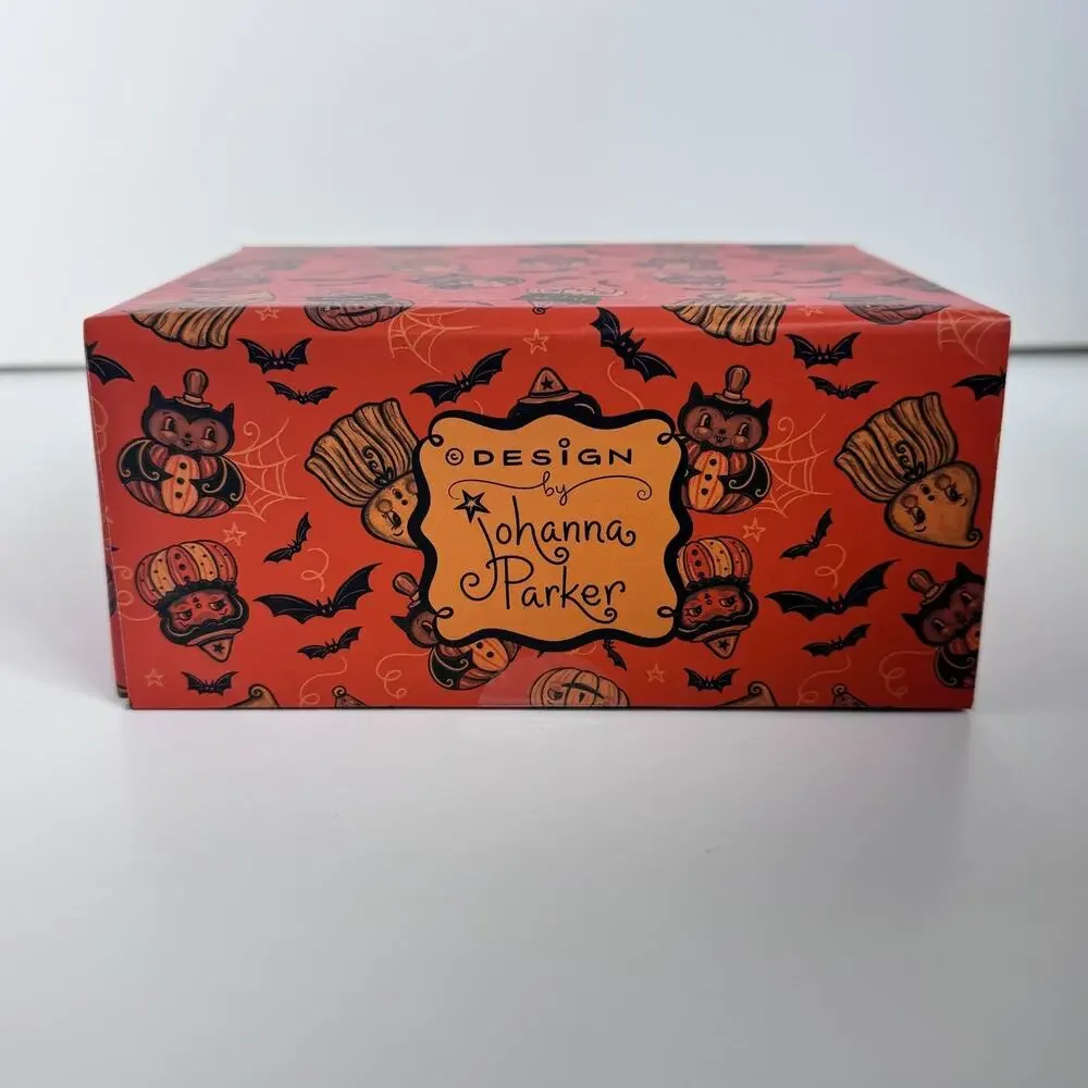 Johanna Parker Vampire Halloween Salt & Pepper Shakers Set Orange/Black